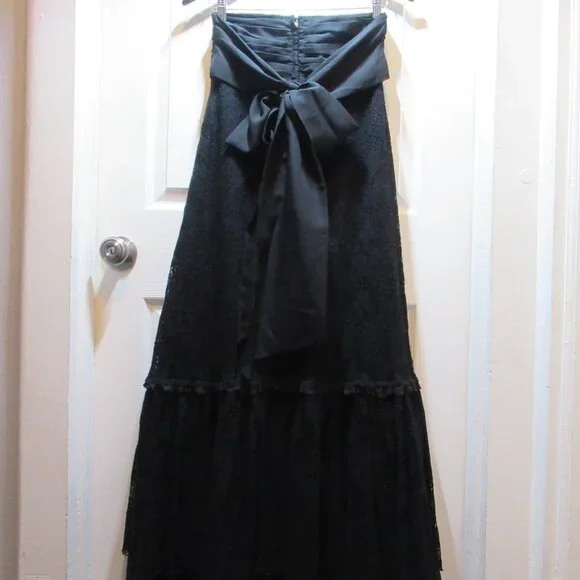 Blacklist Lip Service Lace Crochet Maxi Skirt, Ruffles Witchy Goth Rare Black - Picture 10 of 17